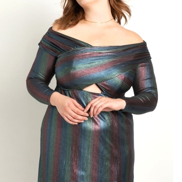 NWT Eloquii Cross Bodice Rainbow Dress - Picture 2 of 4